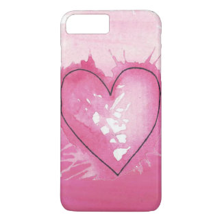 watercolour heart in pink phone case