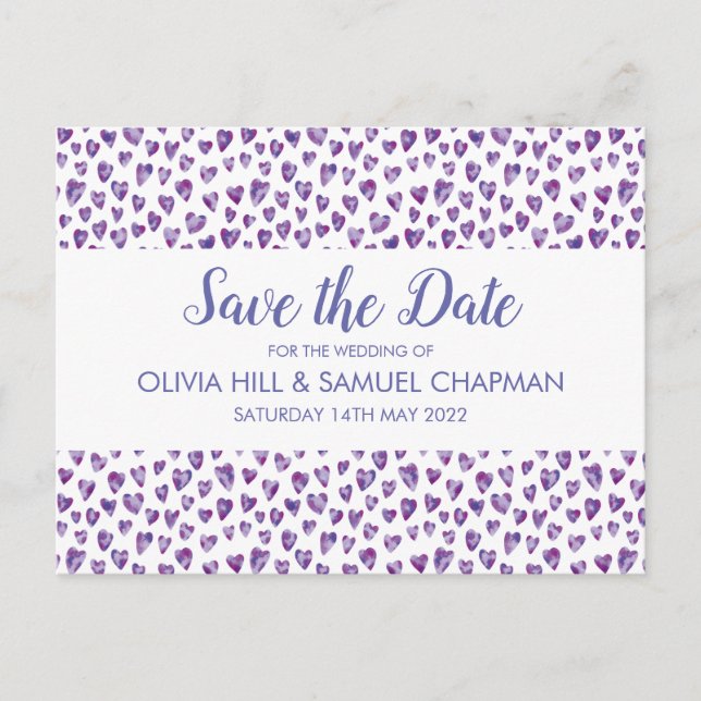 Watercolour Heart Save the Date Card (Front)