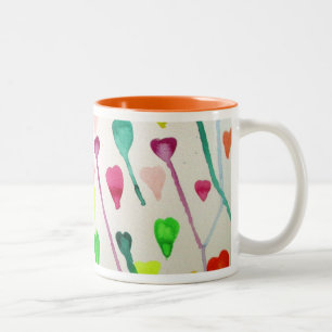 Watercolour hearts illustration art Two-Tone coffee mug