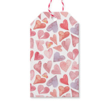 Watercolour Hearts Valentines Day Gift Tag
