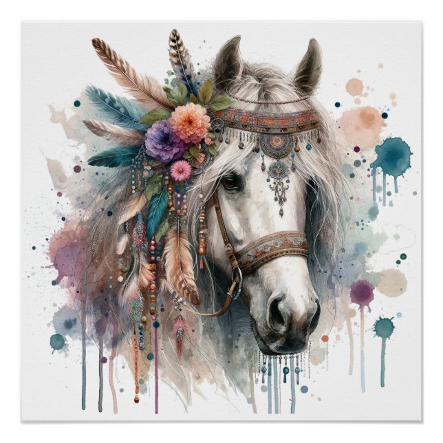 Watercolour Horse Art Poster (Front)