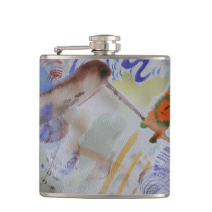 Watercolour Hummingbird Vinyl Wrapped Flask