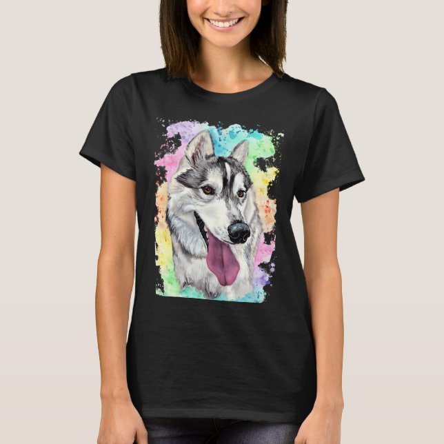 Watercolour Husky T-Shirt (Front)