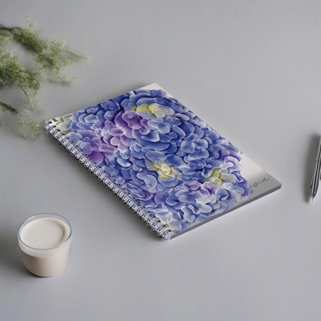 Watercolour hydrangeas with name notebook (Creator Uploaded)
