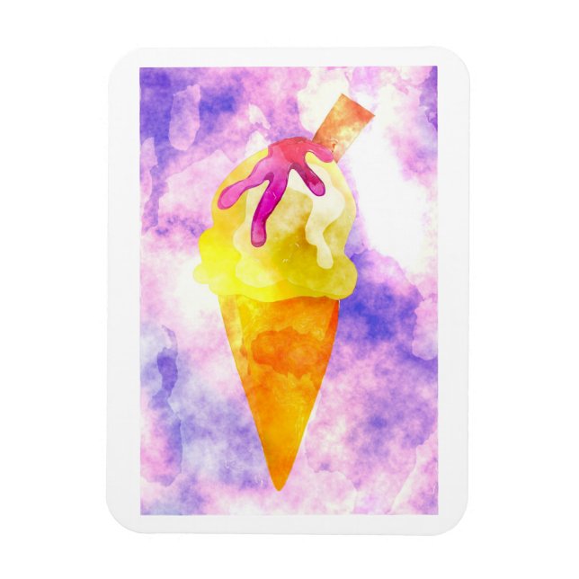 Watercolour Ice Cream Cone Magnet (Vertical)