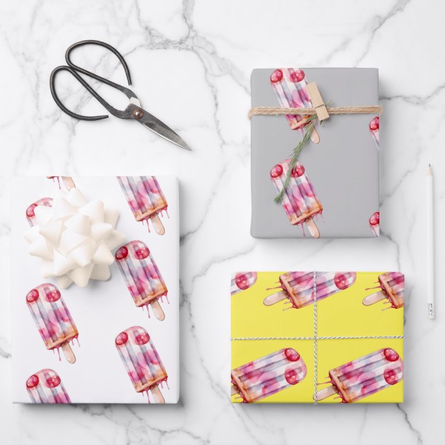 Watercolour ice cream wrapping paper  (Front)