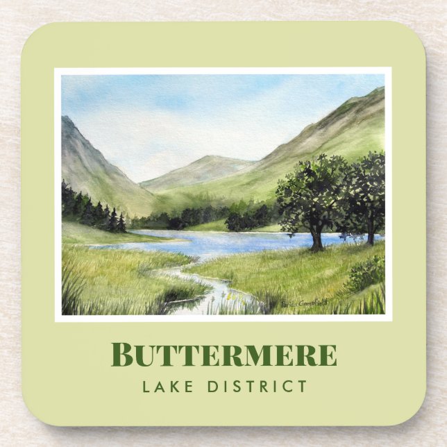 Watercolour Landscape Painting of Lake Buttermere Coaster (Front)