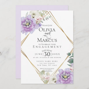 Watercolour Lavender Botanical Geometric Frame Invitation