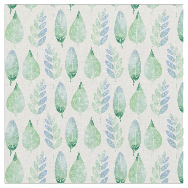Watercolour Leaves Pattern Fabric (Close Up)