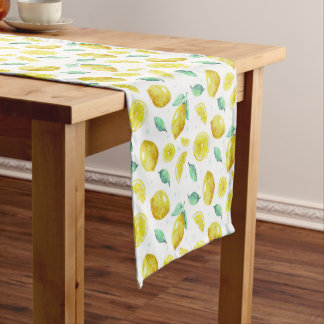 Watercolour lemons short table runner
