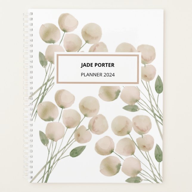 Watercolour Light Pink Florals Weekly Planner (Front)