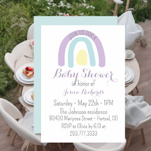 Watercolour lilac blue rainbow Baby Shower   Invitation