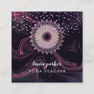 Watercolour Lotus Flower Mandala Meditation Yoga Square Business Card