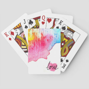 watercolour love playing cards