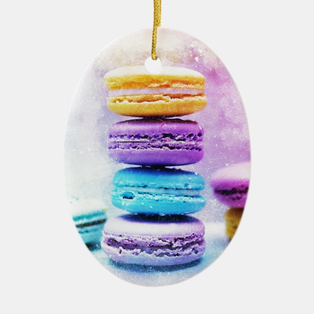 Watercolour Macaroon Food Abstract Ceramic Tree Decoration (Front)