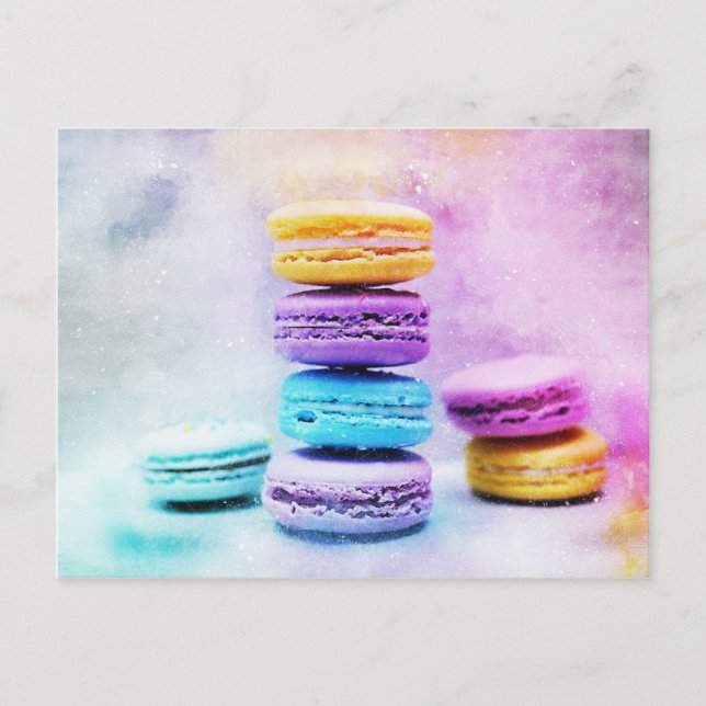 Watercolour Macaroon Food Abstract Postcard (Front)