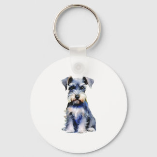 Watercolour Miniature Schnauzer  Key Ring