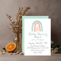 Watercolour minty rainbow Girl Baby Shower