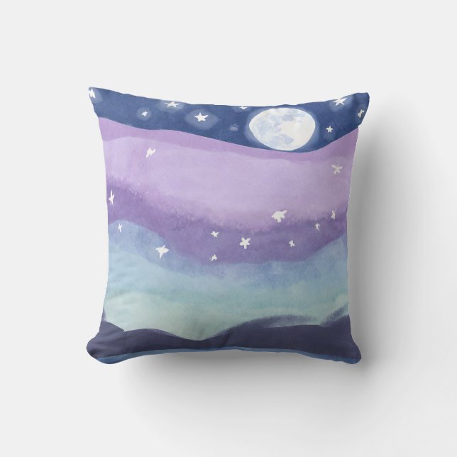 Watercolour Moonlight Gradient Background Cushion (Front)