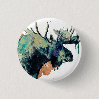 Watercolour Moose Button