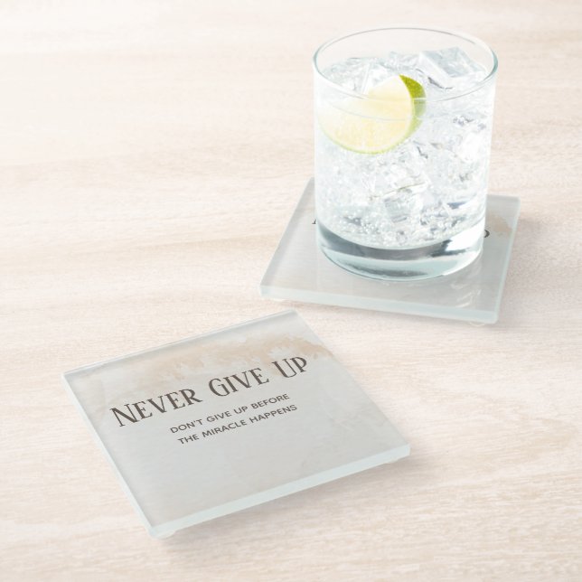 Watercolour Motivation Quote Glass Coaster (Angled)