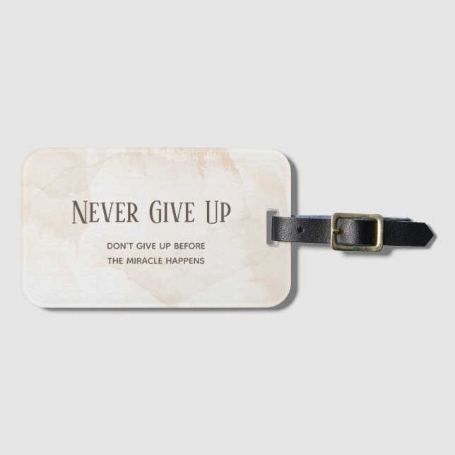 Watercolour Motivation Quote Luggage Tag (Front Horizontal)
