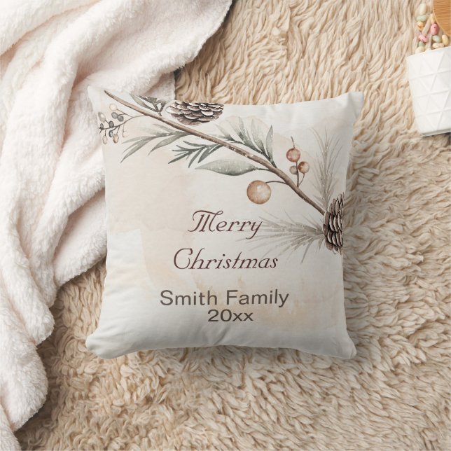 Watercolour Neutral colour Christmas tree Cushion (Blanket)