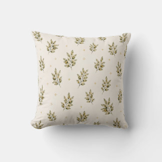 Watercolour Olive Branch Throw Pillow Mediterrane