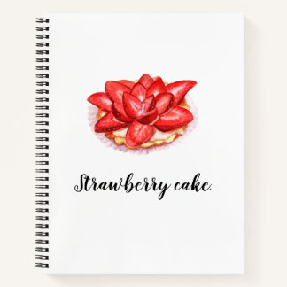 Watercolour painted strawberry cake decoration. notebook
