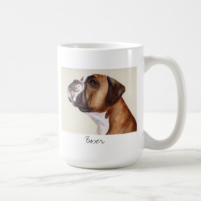 Watercolour Painting of a Boxer Dog mug (Right)