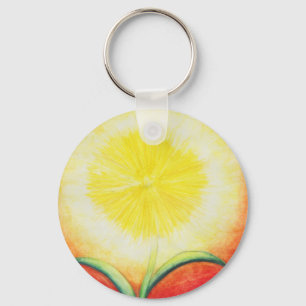watercolour painting vintage yellow flower shining key ring
