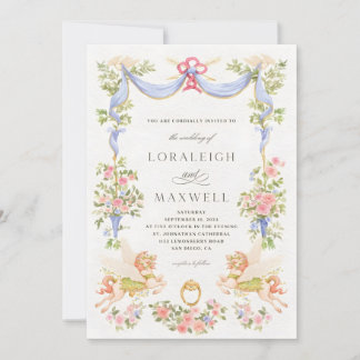 Watercolour painting Wedding Invitation Card