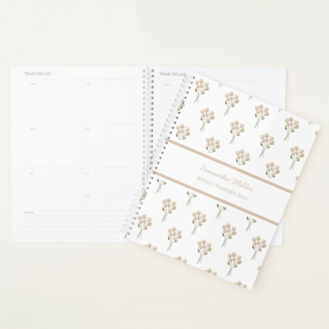Watercolour Pale Pink Posy Pattern Weekly Planner (Display)