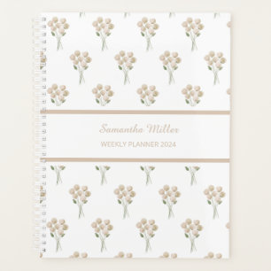 Watercolour Pale Pink Posy Pattern Weekly Planner