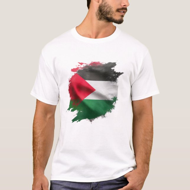 Watercolour Palestinian Flag Artwork T-Shirt (Front)