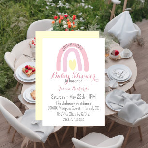 Watercolour pink rainbow Girl Baby Shower  Invitat Invitation