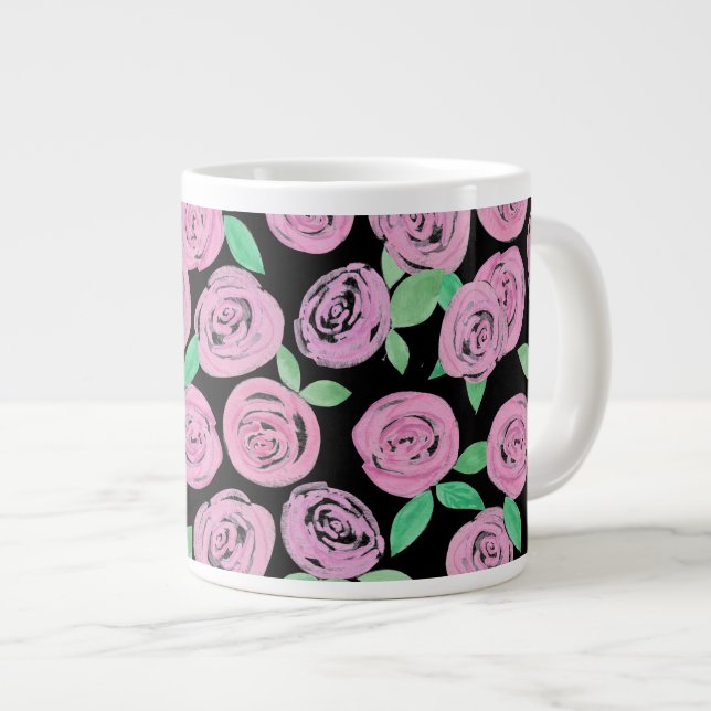 Watercolour , pink roses large coffee mug (Front Right)