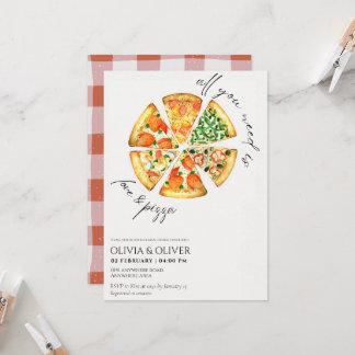 Watercolour Pizza rehearsal dinner Invitation
