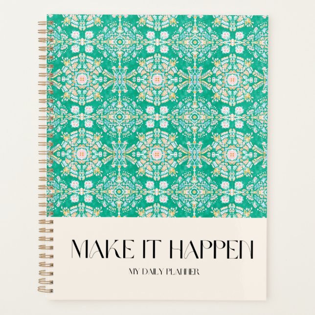 Watercolour Portuguese tiles floral ornament patte Planner (Front)