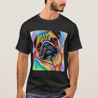 Watercolour Pug Art. Watercolour Pug. Rainbow Pug. T-Shirt
