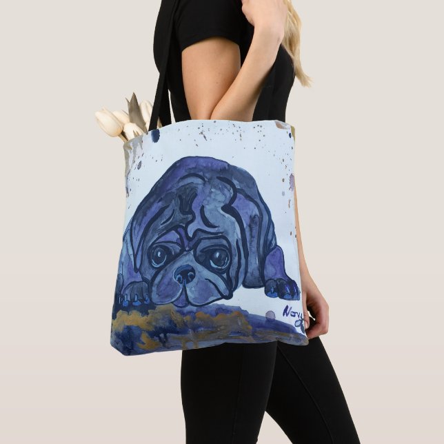 Watercolour Pug by Novy Tote Bag (Close Up)