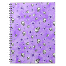 Watercolour Purple Floral Skull Note book