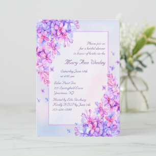 Watercolour Purple Lilac Flower Bridal Shower Card
