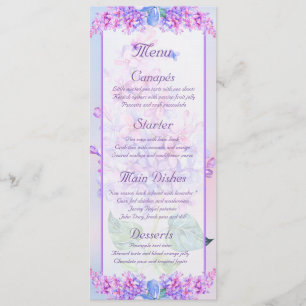 Watercolour Purple Lilac Flower Menu Card