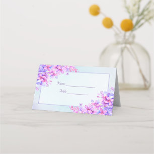 Watercolour Purple Lilac Wedding Place Card