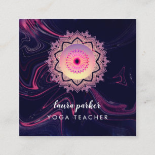 Watercolour Purple Mandala Meditation Yoga Boho Square Business Card