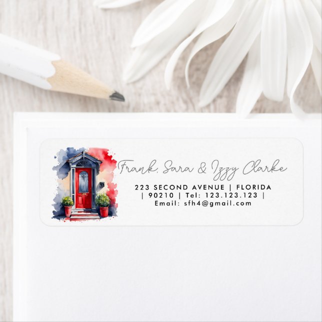 watercolour red black front door elegant wedding (Insitu)