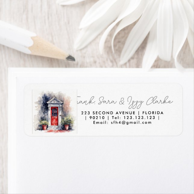 watercolour red black front door elegant wedding (Insitu)
