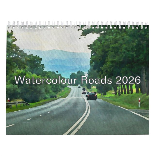 Watercolour Roads Calendar USA Holidays&Christian (Cover)