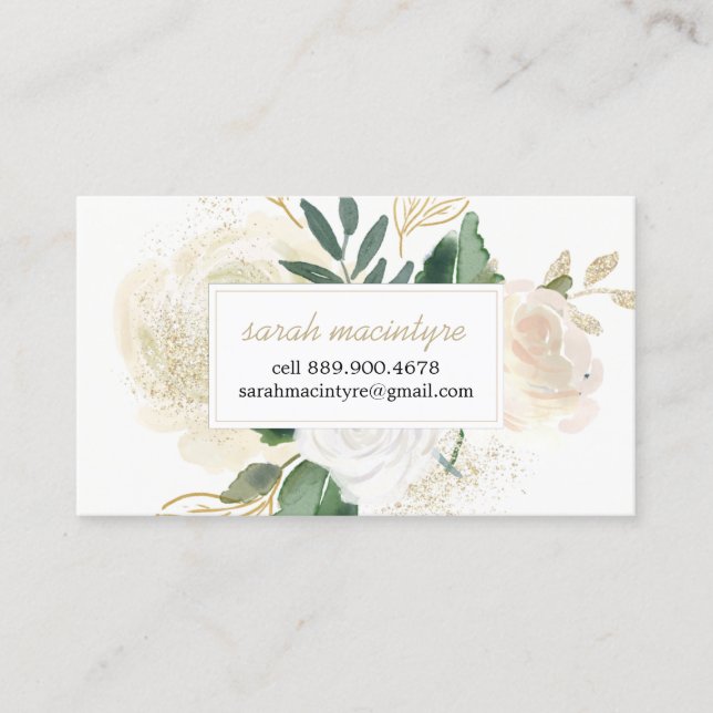Watercolour Roses Calling Cards (Front)